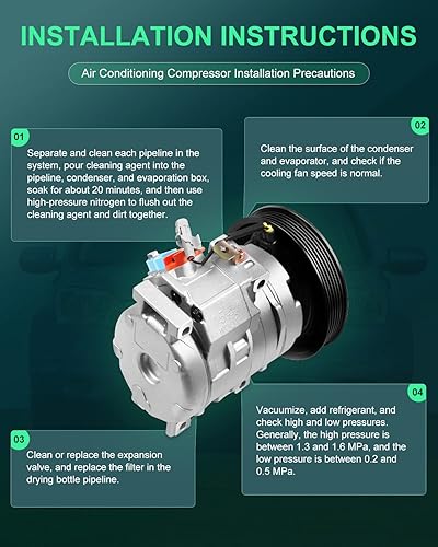 Miniatura 9 de SCITOO Compresor de CA para Toyota Corolla Matrix 1.8L 2003 2004 2005 2006 2007 2008 Compresor de aire acondicionado de enfriamiento rápido con
