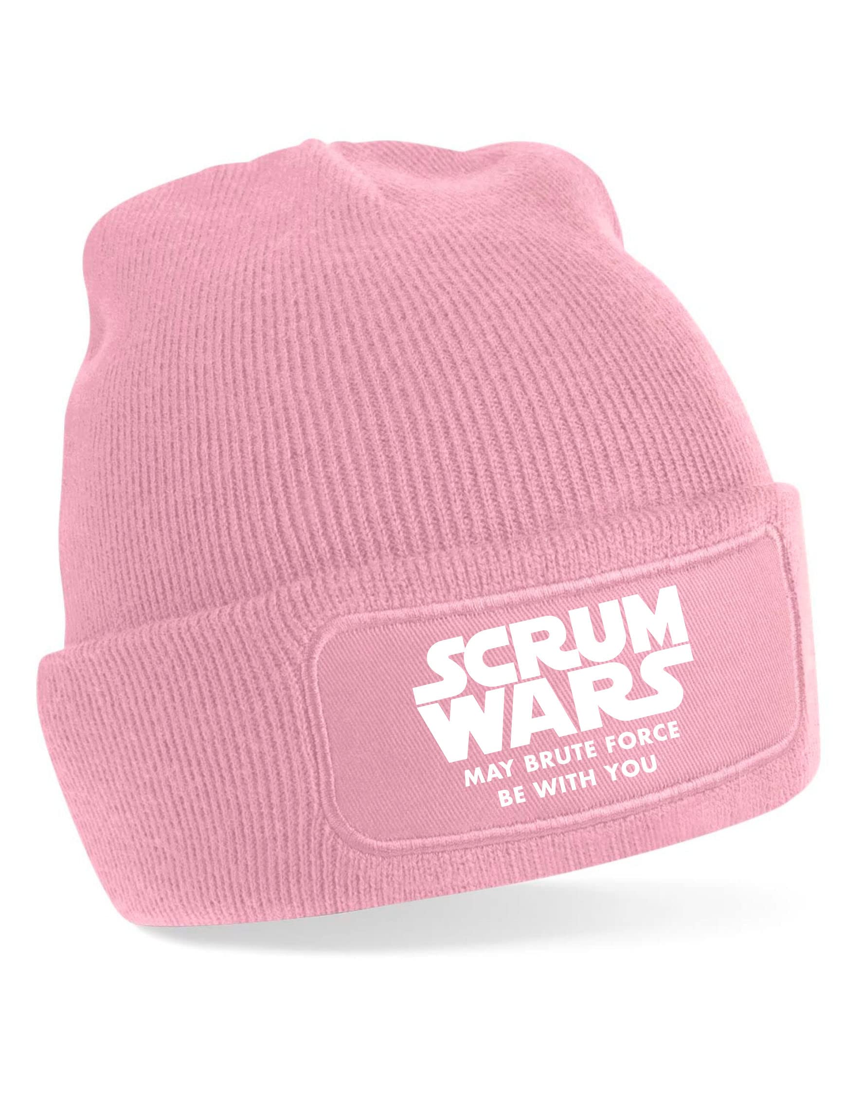 Print4U Scrum Wars Beanie Hat Perfect for Rugby Lovers for Men & Ladies Pink