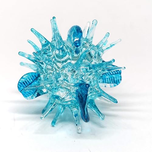 Miniatura 4 de ZOOCRAFT Estatuillas de vidrio soplado Pez azul Globo Pequeño Acuario Miniatura Hecho A Mano Dcor