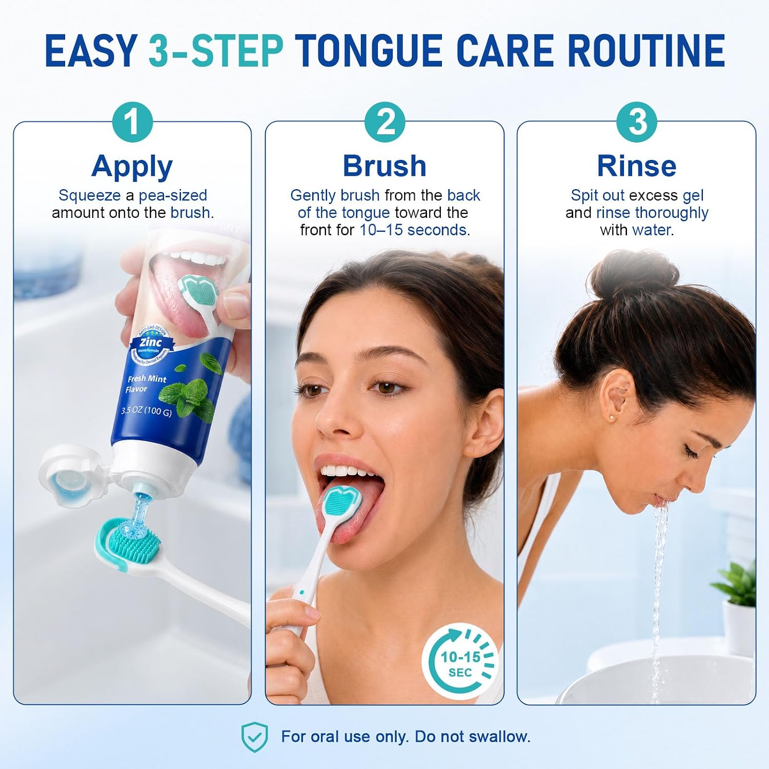 Tongue Gel Cleaner Kit with Tongue Brush, 2PCS Tongue Cleaner