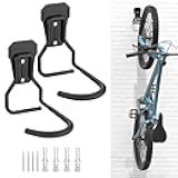 Housolution Bike Wall Mount with Fixed Hook, [2 Pack] Heavy Duty Bike Storage Rack, Bike Rack Vertical Stand for Garage - Easily Hang/Detach - with Screws Iron Bike Hanger Brackets