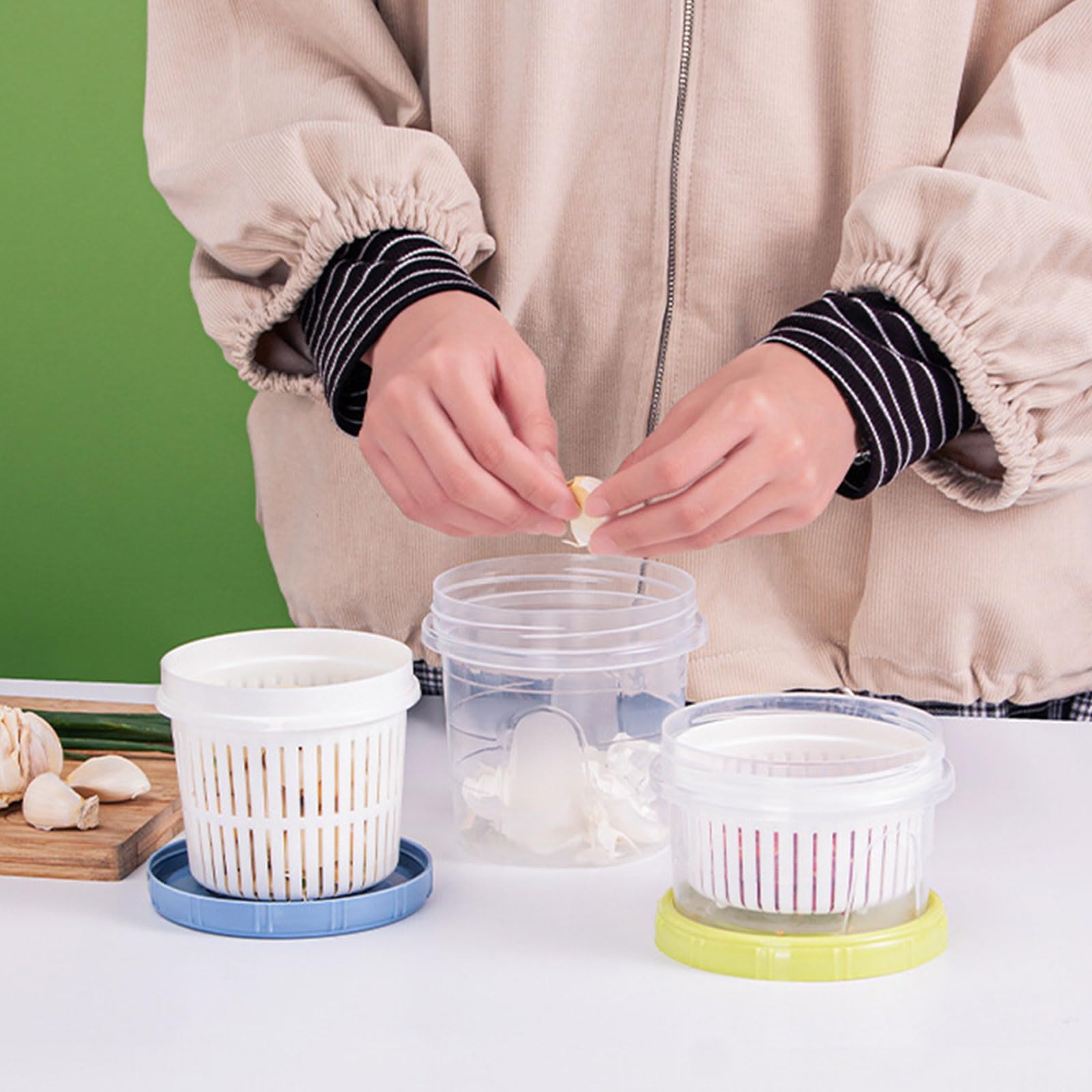 CMBSSTFC Stoviglie per conservare la freschezza dello scalogno, Robusto Contenitore in plastica, Salva-scalogno per Gli Appassionati di Cucina (A)