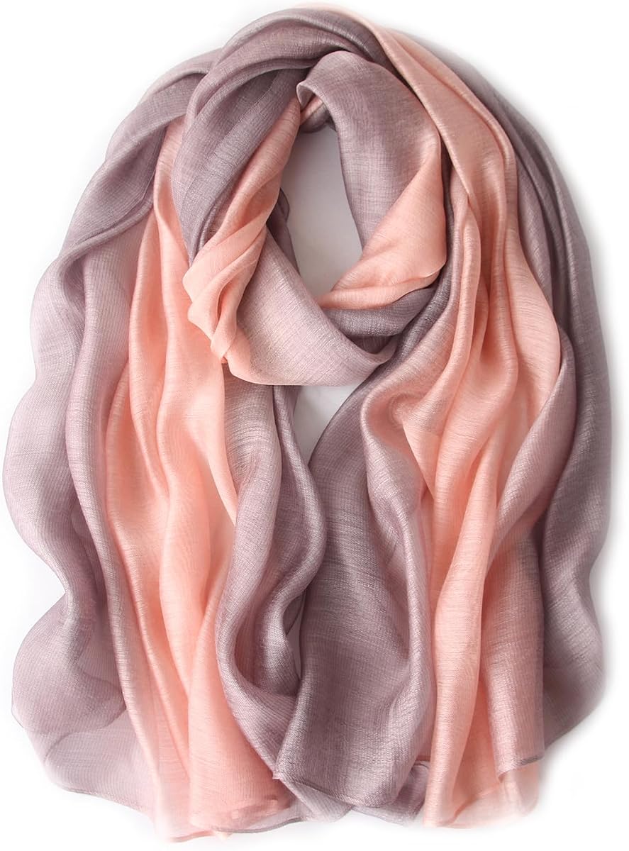 Cotton Silk Scarf Long Lightweight Scarf Elegant Soft Scarf Wraps Color Shade Scarves for Women
