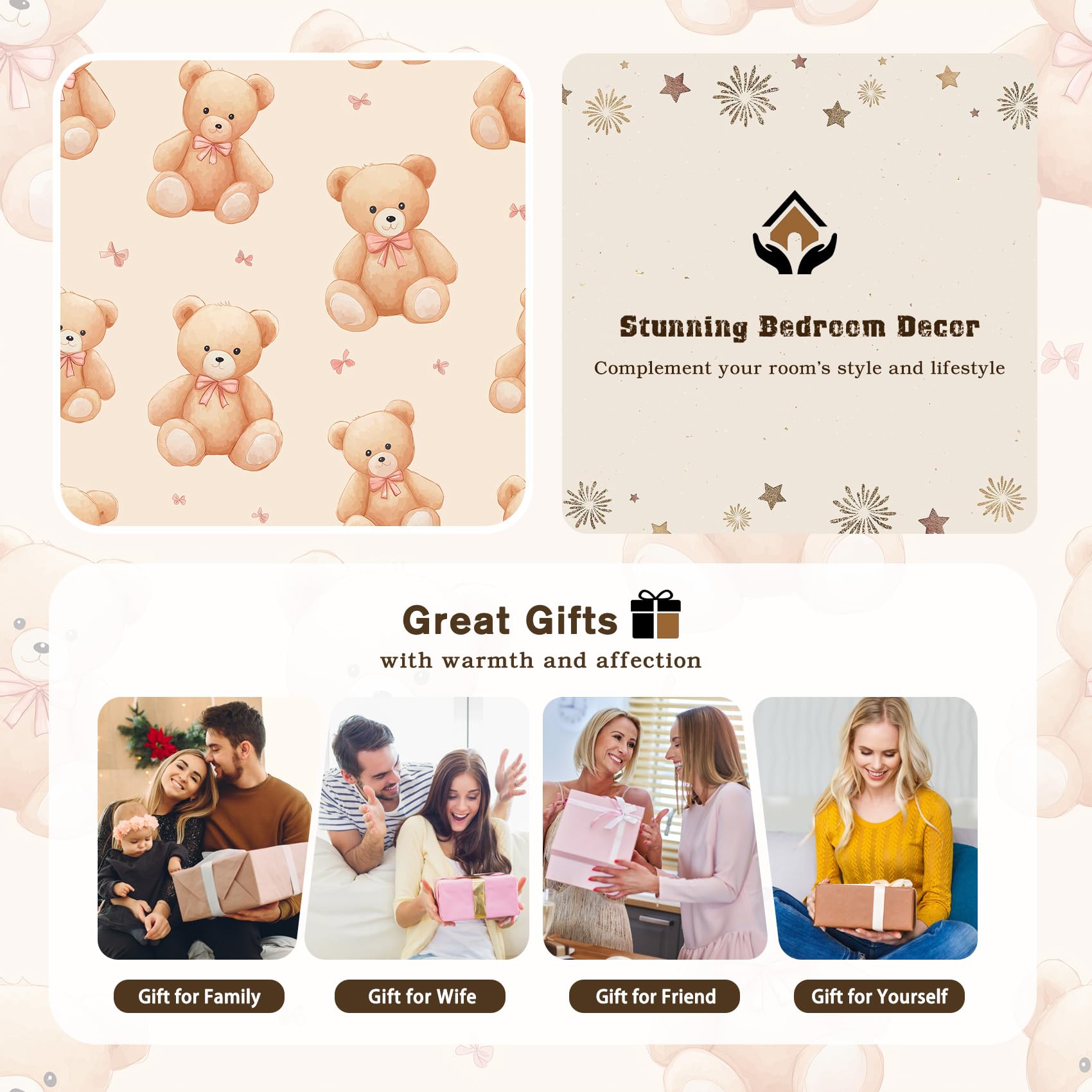 Teddybär Bettdecke 135x200 4 Jahreszeiten, Bär Cute Kinder Tiere Bettdecke Ohne Bezug Warm Steppdecke Ganzjahresdecke Mit Kissenbezug, Schlafzimmer Deko Teddybär