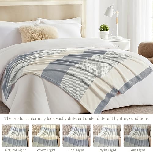 Miniatura 5 de Homelike Moment Manta de cama de forro polar, tamaño Queen, color gris, suave y esponjosa, manta grande de franela de felpa mullida y acogedora para