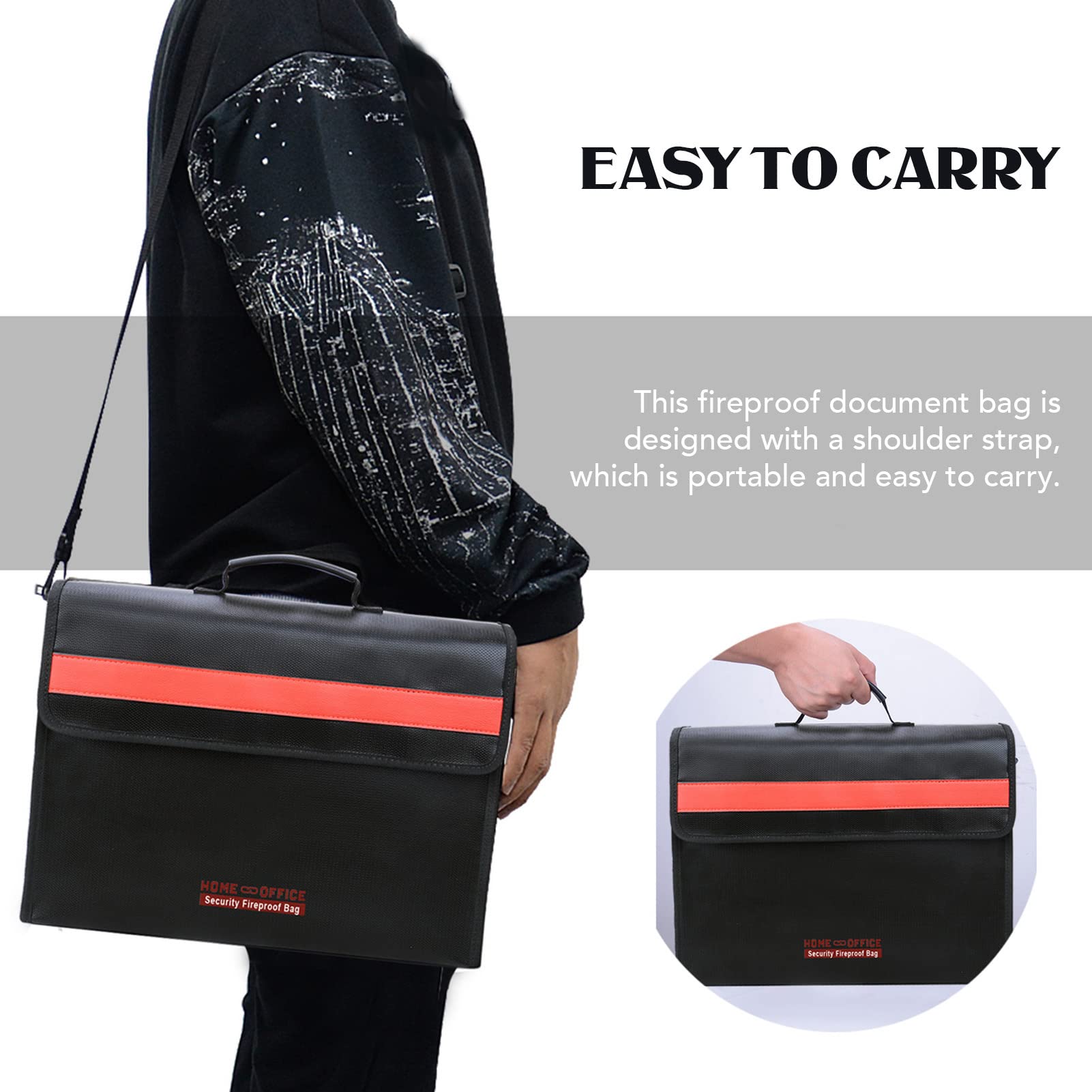 Borsa Sicurezza ignifuga SustVita con striscia riflettente per la sicurezza notturna, borsa portadocumenti ignifuga portatile per documenti e oggetti di valore, 15,3 x 11 x 3,7