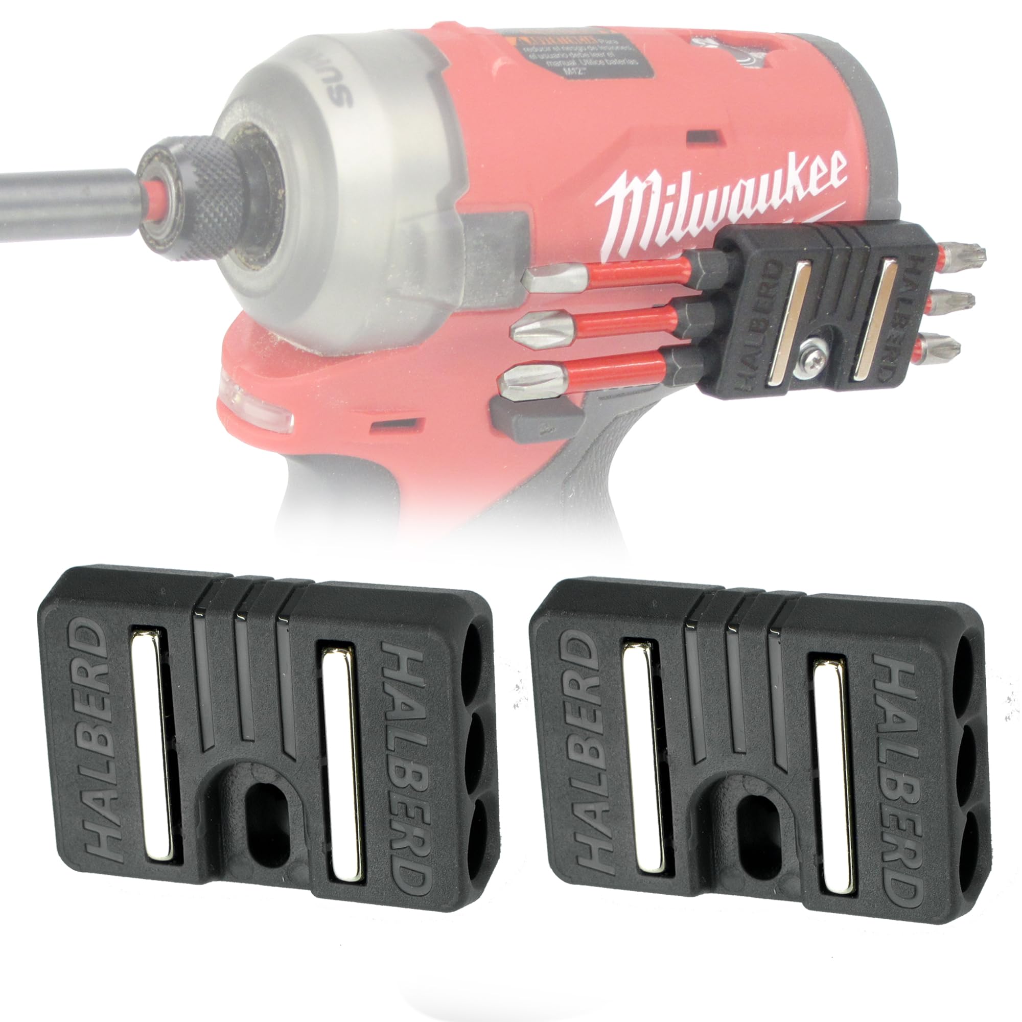 Standard Bit Holder for M12 Gen 2 and Gen 3 Tools, Securely Screws to Belt Clip Screw, Strong Neodymium Magnets, for Milwaukee M12 Gen 2 and Gen 3 Tools Only (2 Pack, Standard)