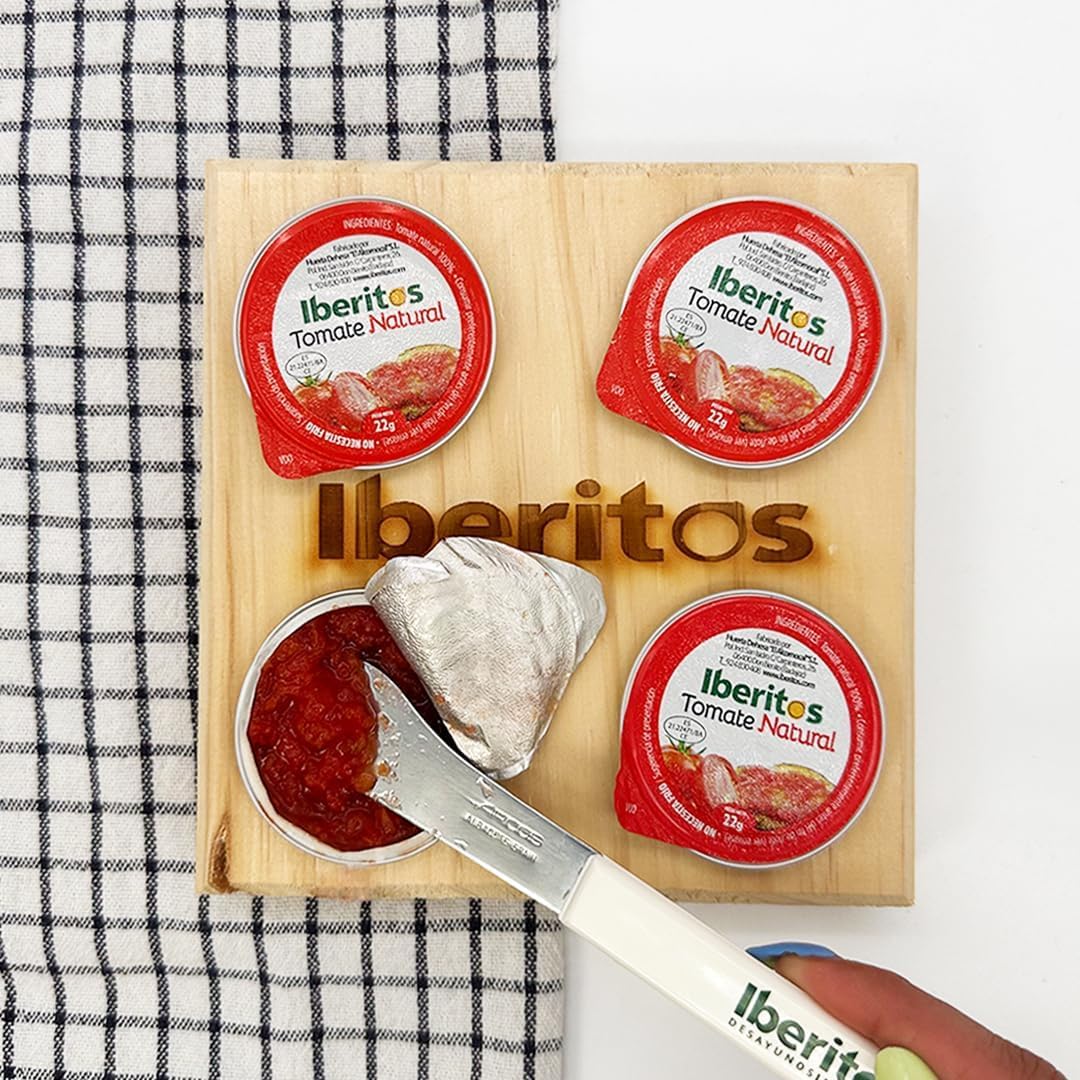 PACK 2 - Iberitos Tomate Natural Monodosis – Tomate Rallado Sin Conservantes ni Colorantes – Ideal para Desayunos y Meriendas – Pack 18 x 22 g