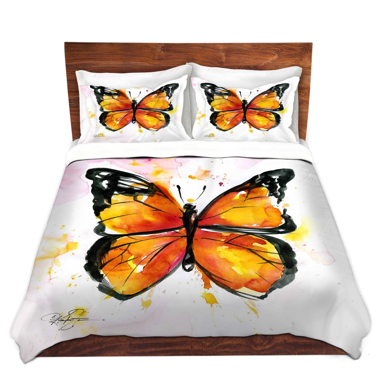 Dia Noche DV-TW-KathyStanionMonarchButterfly8 Duvet Cover Brushed Twill, King Sham Set