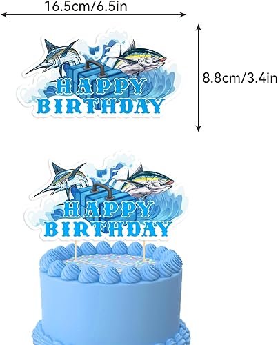 Miniatura 3 de Decoraciones de fiesta de pesca Gone Fishing suministros de fiesta de cumpleaños, incluye pancarta de pesca de feliz cumpleaños, decoración de
