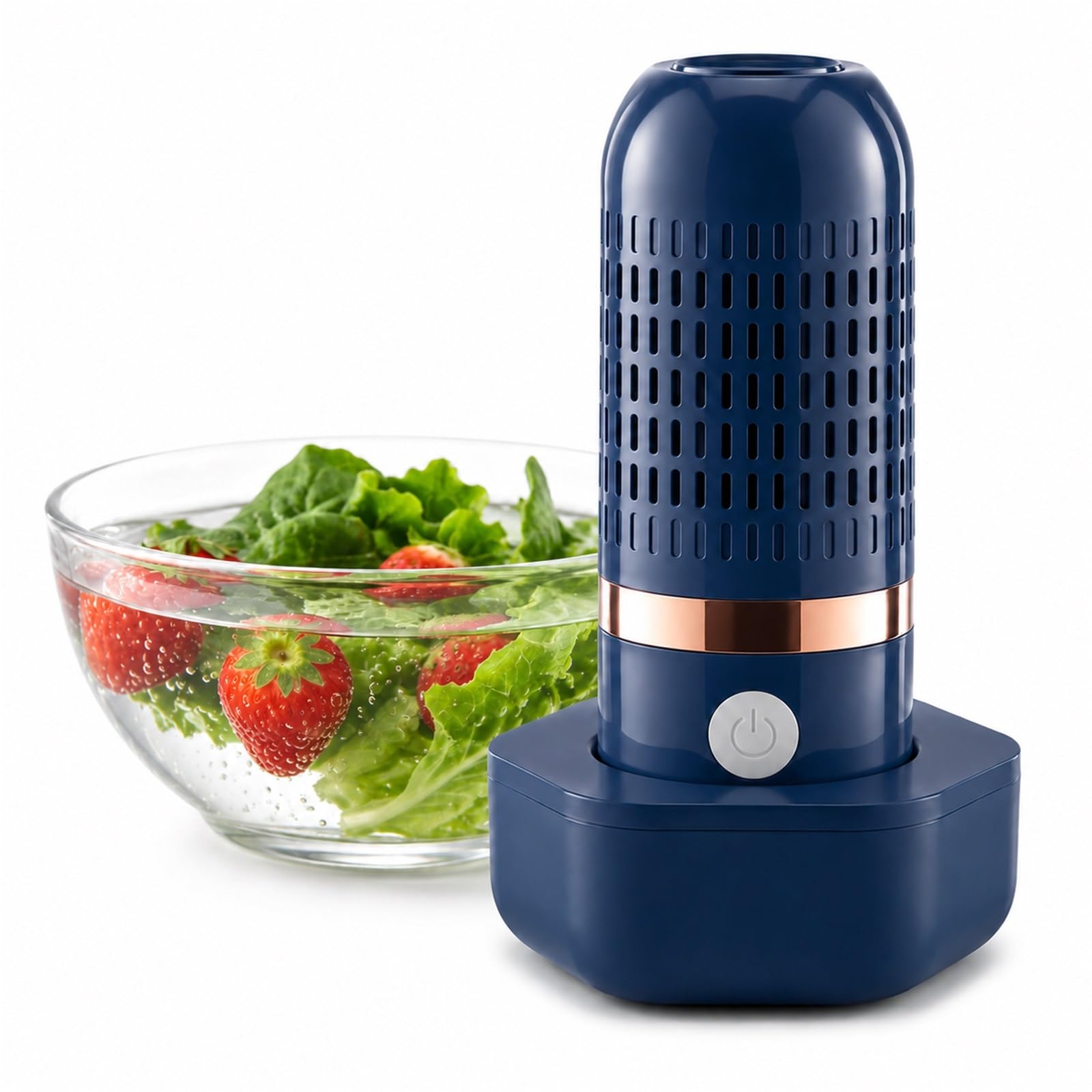 Portable Fruit and Vegetable Washing Machine Cordless Food Purifier for Produce Meat Rice Grains USB Rechargeable Ultrasonic Kitchen Cleaner for Home Camping(Blue)