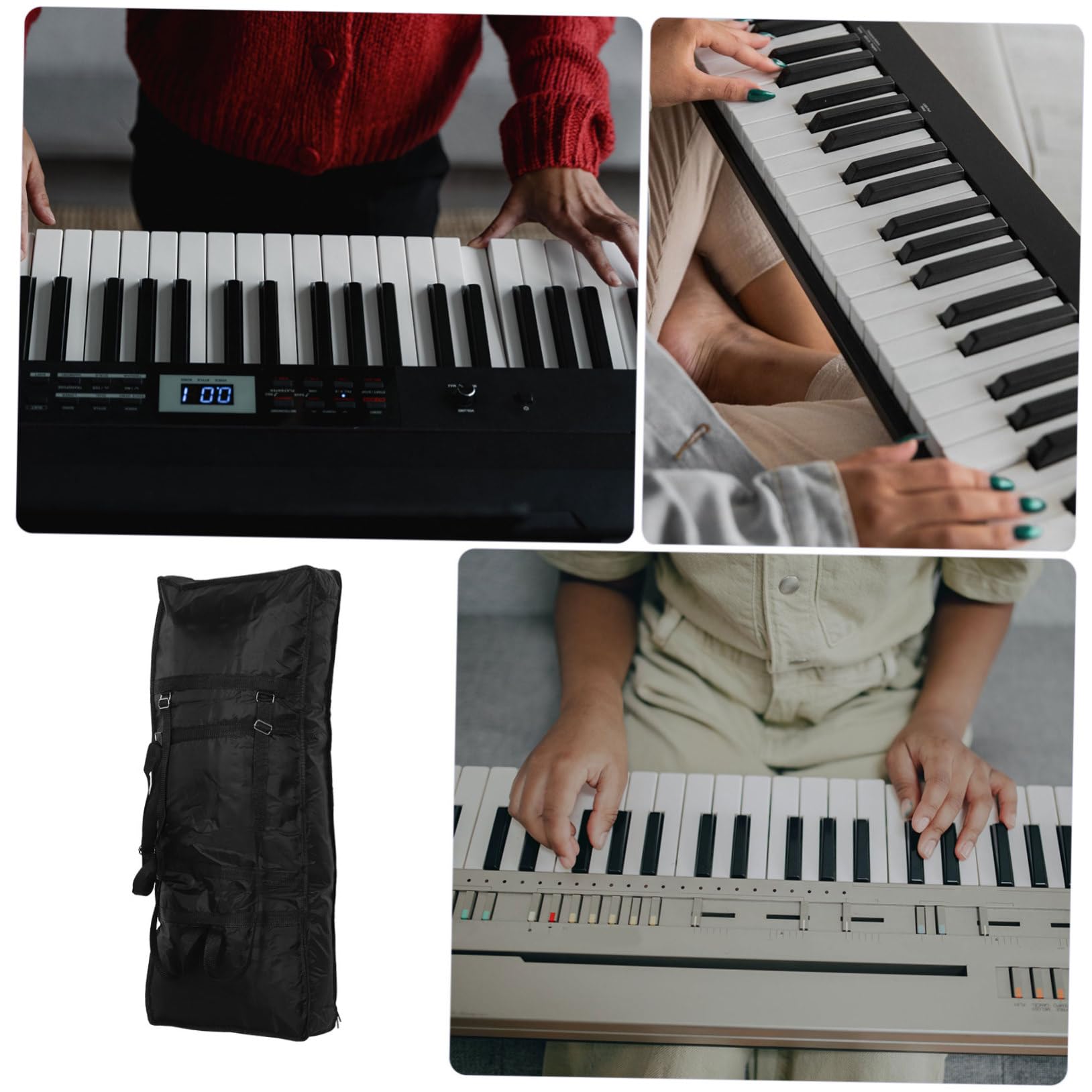 Borsa Elettronica per Argento 61 Imbottita Tastiera Tasti | Tessuto Oxford, Doppia Tracolla, Capienza Ampia per Spartiti e Accessori, Trasporto Comodo