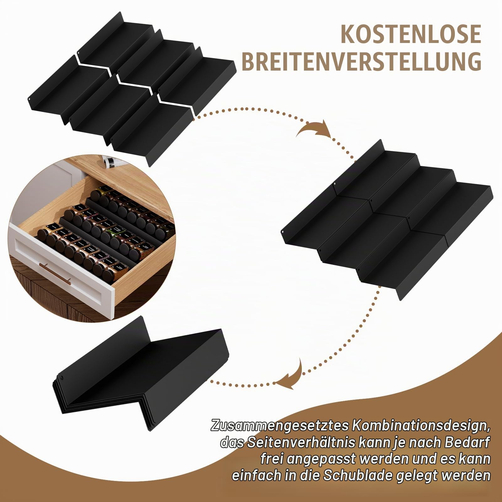 Miorkly Gewürzgläser mit Gewürzregal - 24 Eckige Gewürzdosen mit Etiketten (120ml) & 6pcs Metall-Gewürz Organizer - Schwarzer Deckel,24 schwarze Edelstahldeckel