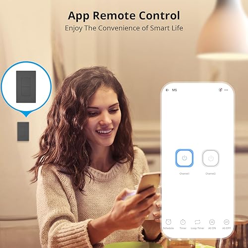 Miniatura 2 de SONOFF Interruptor de luz inteligente, WiFi de 2.4 GHz, interruptor inteligente de cable neutro, control de voz con Alexa y Google Home, M5 2C