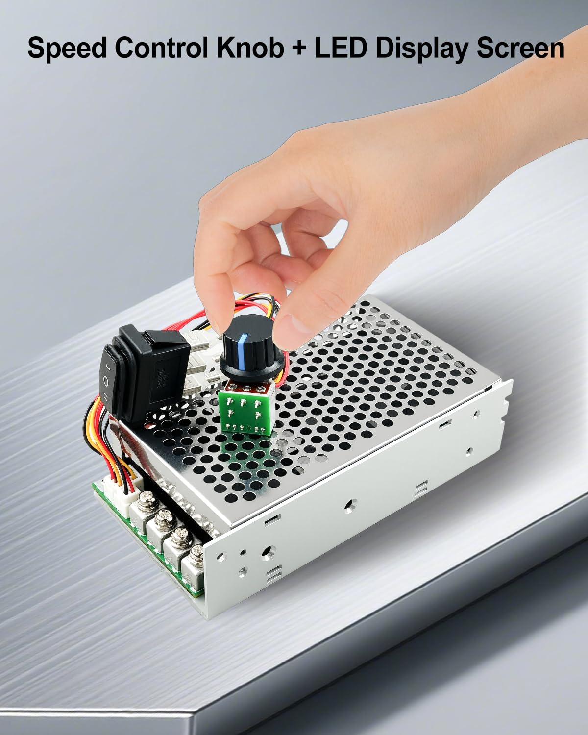 Gleichstrom-Motordrehzahlregler 10 V-55 V mit LED-Anzeige, DC bewertet 60 A/Max 100 A, wendbares PWM-Steuermodul für Bürstenmotor, variabler Geschwindigkeitseinsteller mit Vorwärts-, Brems- und