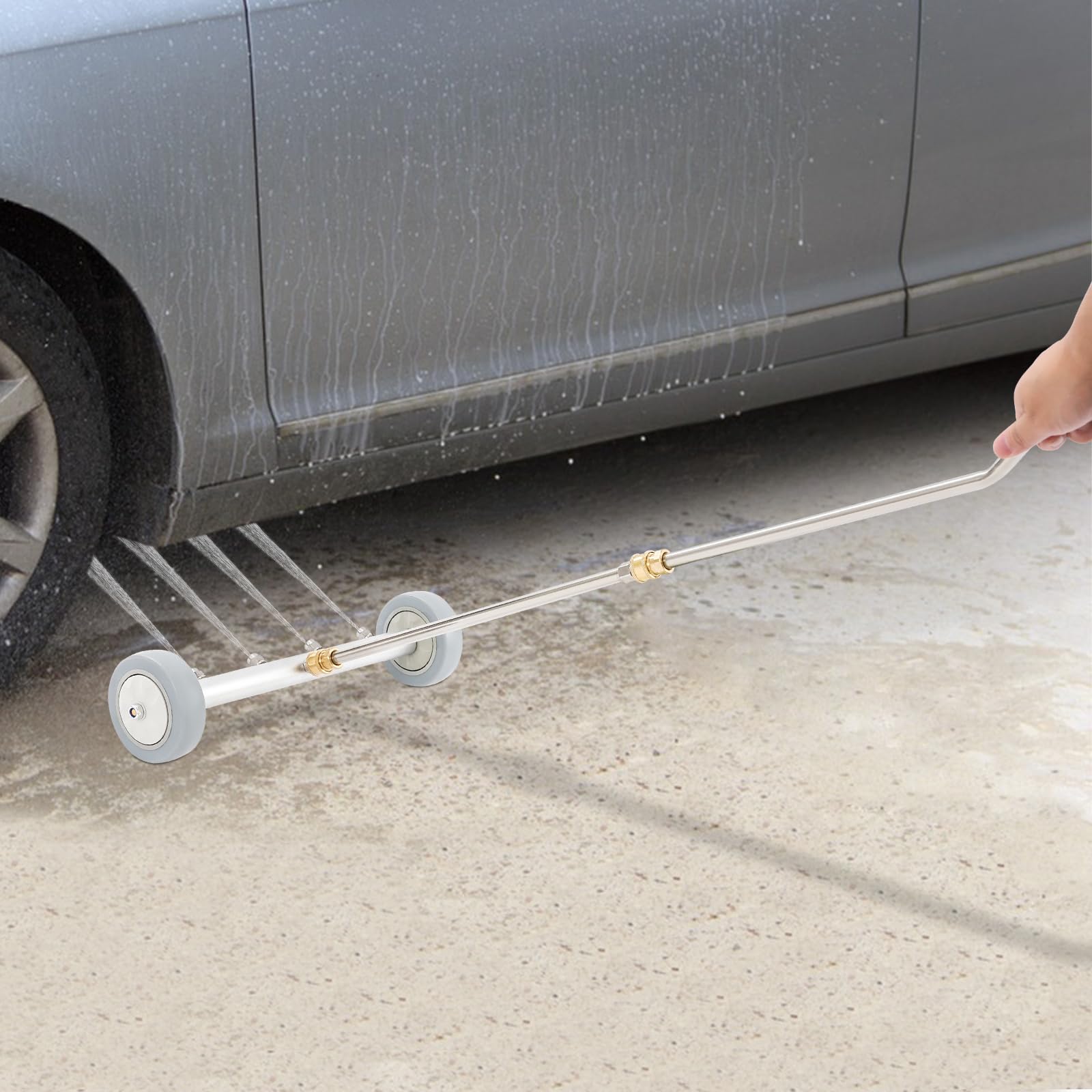 Podwozie samochodowe do myjki wysokociśnieniowej 4000 psi, środek do czyszczenia podłogi, 39 cm, szczotka wodna z 4 dyszami i 2 drążkami przedłużającymi do SUV, samochodów osobowych i wjazdowych