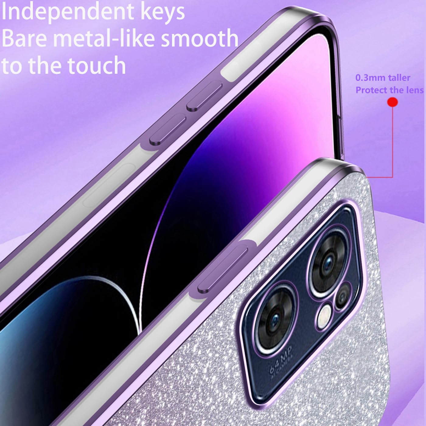 YUXING Cover Transparente Glitter per Oppo Find X5 Lite/Reno 7 5G, Ragazze Donna Flora Motivo Custodia Bling Sottile, Antiurto Scintillante TPU Case (Blue