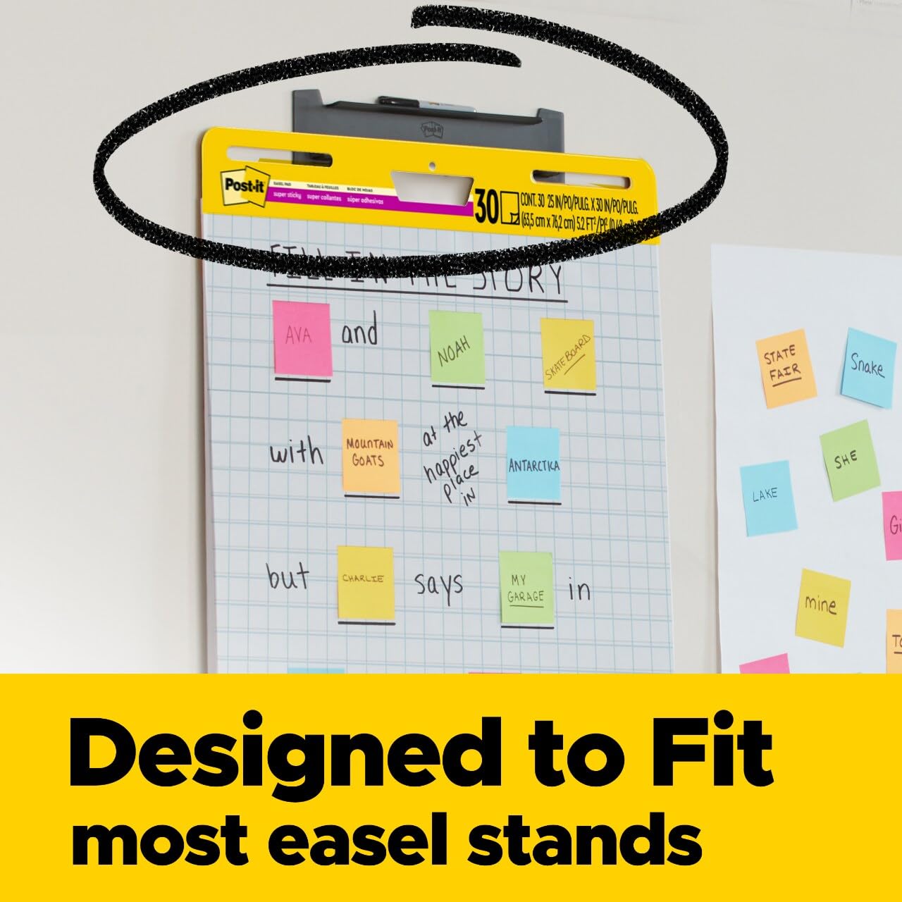 Post-it Super Sticky selbsthaftendes Meeting Chart (Flipchart) Weiß, Raster, 2 Blöcke, 63.5 cm x 76.2 cm, 30 Blatt pro Block