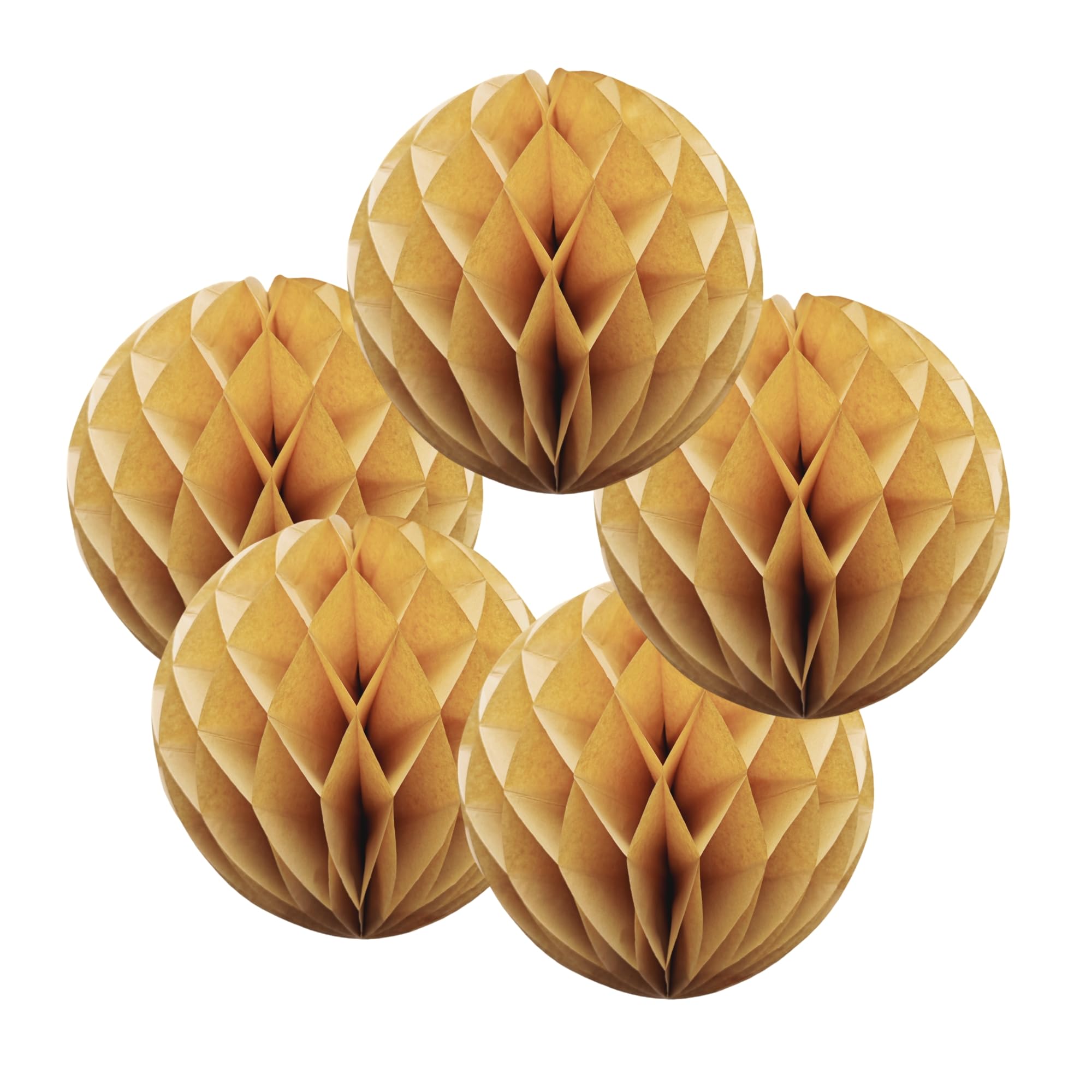 SrchJoy Honeycomb Paper Ball Party Decorations Pack of 5 Tissue Pom Poms Flower Ball Garland Birthday Baby Shower Wedding Party Decor (Khaki, 5 Pcs - 8" (20cm))