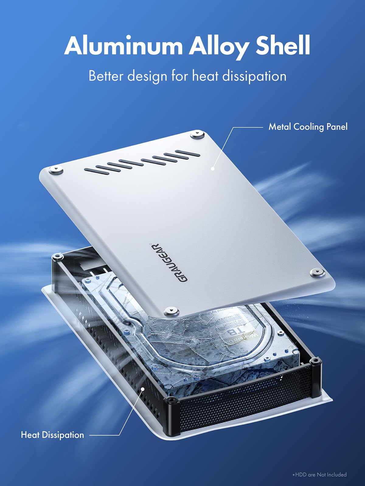 GRAUGEAR Disco Rigido Esterno 12 TB Da Gioco – USB 3.2, Alloggiamento In Alluminio, Per Xbox, PC, Mac, Smart TV, Backup