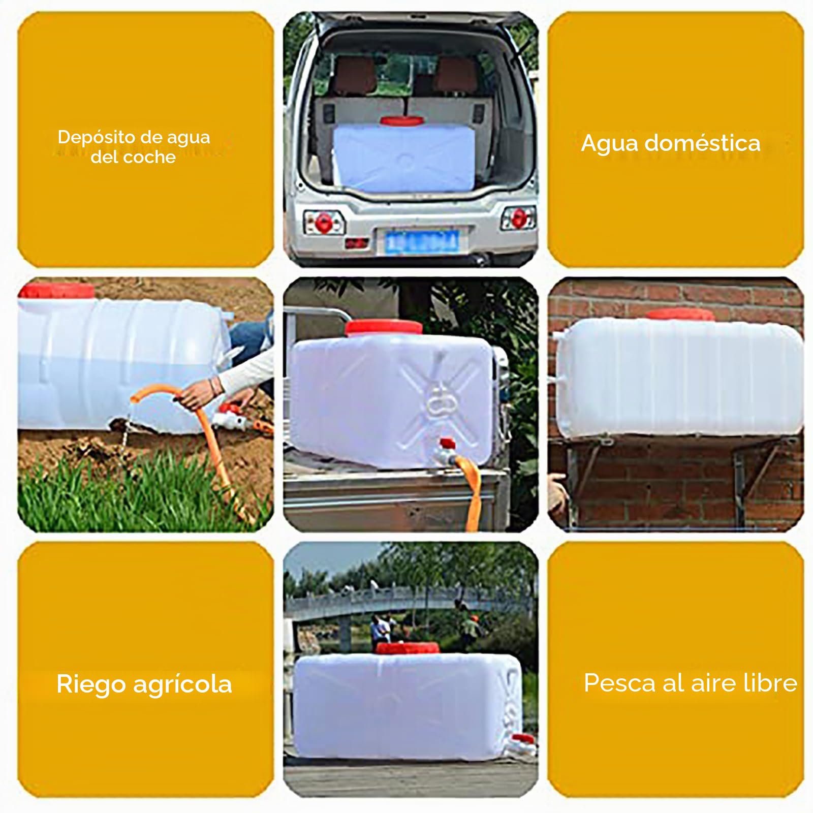 Cubo Agua Doméstico Duradero para Almacenar Agua Fácil Y Contenedores Agua Plástico Portátiles Depósito Agua para Acampar Al Aire Libre RV Esenciales Auto-conducción