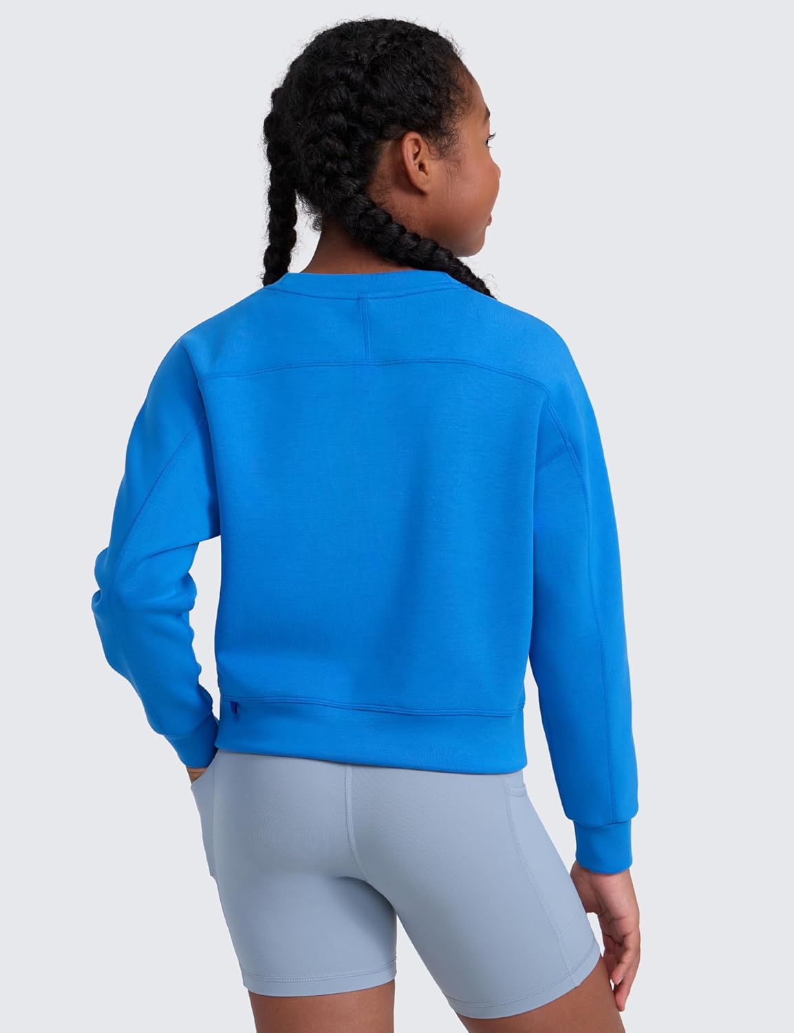 CRZ YOGA Girls SoftAura Long Sleeve Crew Neck Casual Sweatshirts - Lounge Pullover Hoodie Relaxed Waist Length Kids Teen - Image 2