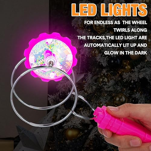 Miniatura 5 de Liliful 16 piezas de rueda giratoria retro iluminada de carril giratorio intermitente Fidget Wheel Vintage Fidget Toy para adolescentes, regalos de