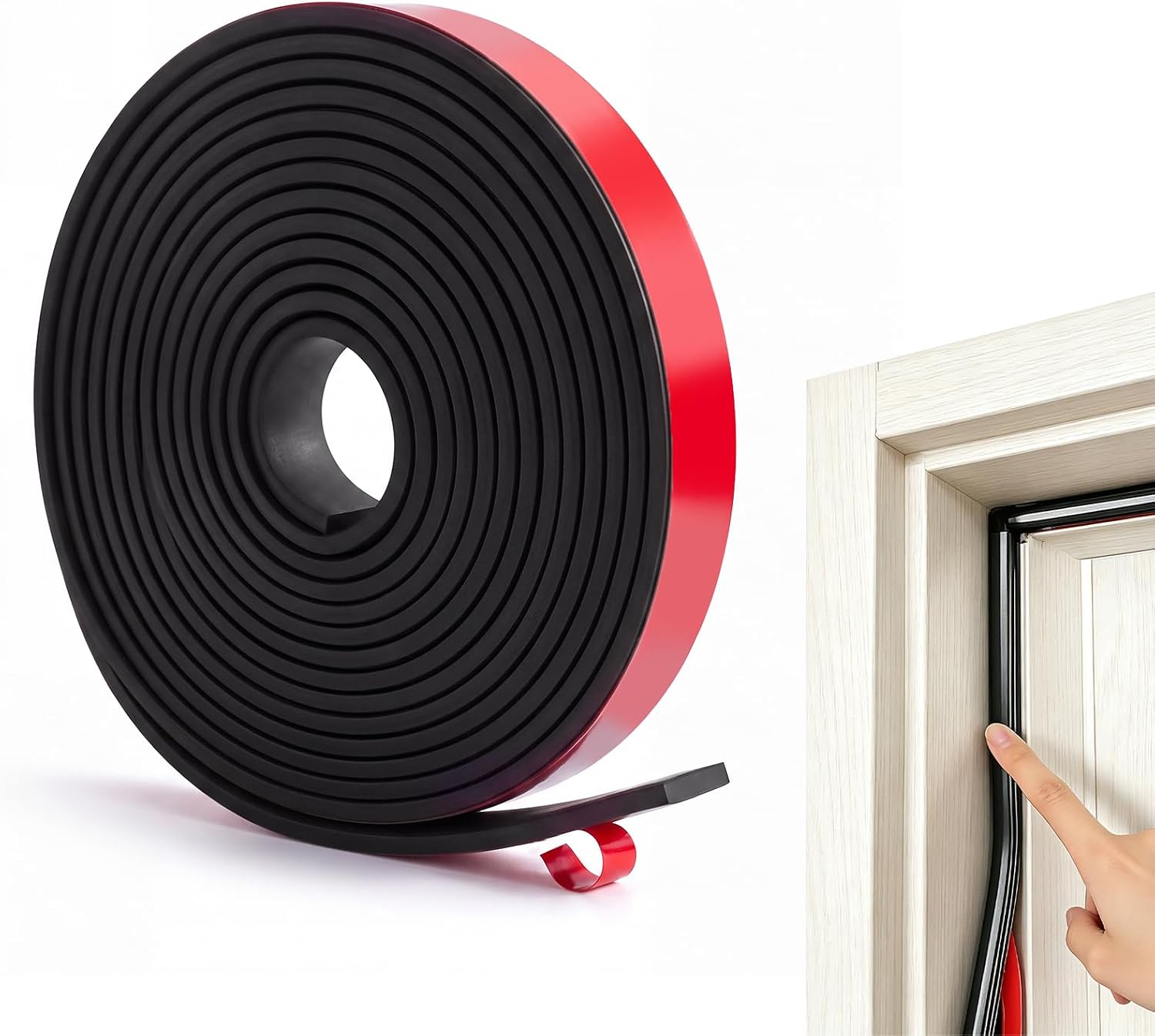 Adhesive Rubber Strips,1/2" Wide x 1/8" Thick x 10' Long Self Stick Black Neoprene Rubber Rolls Perfect for DIY Insulation Cushion Gasket, Sealing, Liner, Weather Striping
