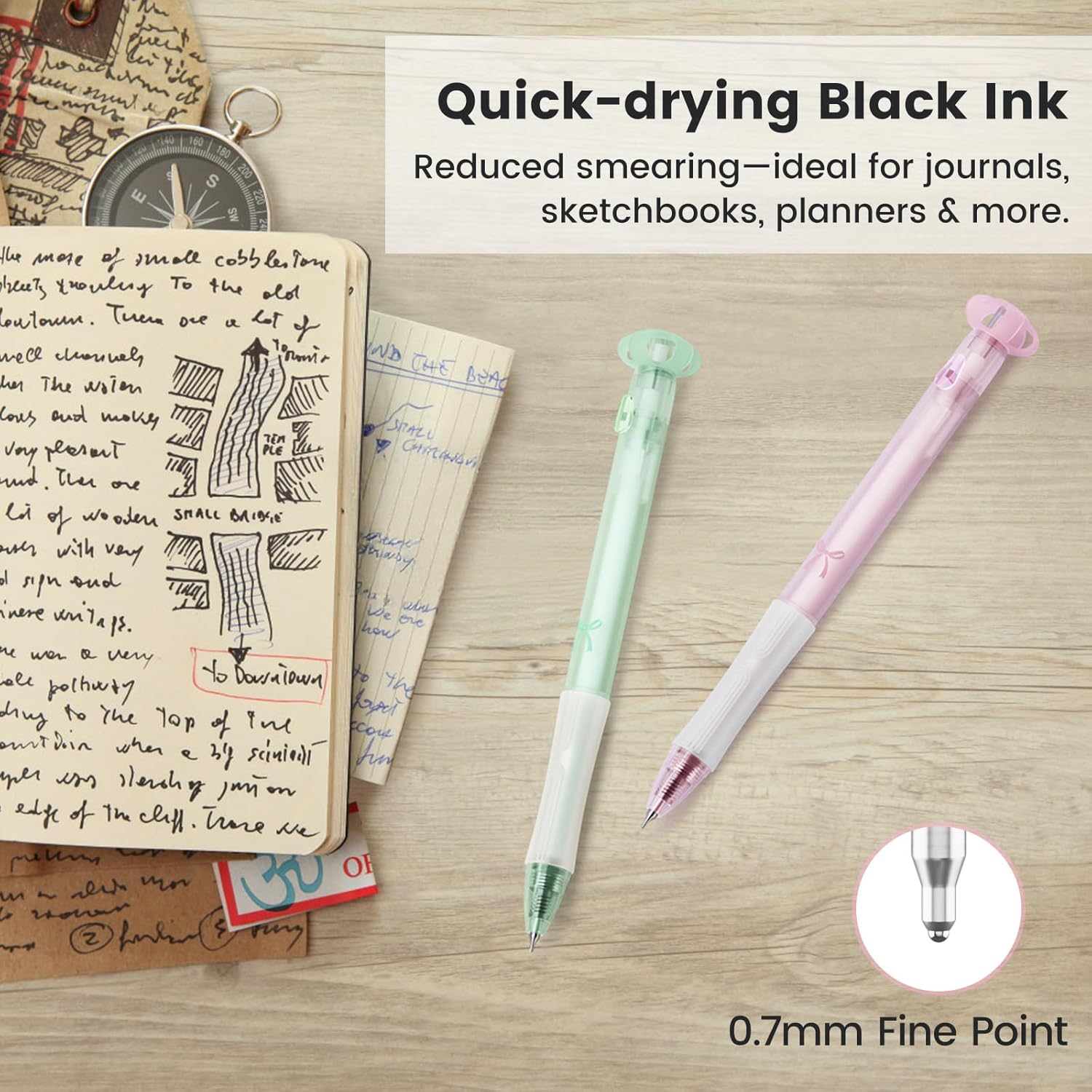 9 Pcs Flower Gel Pens, Black Ink 0.7mm Fine Point, Aesthetic Cute Flower Design, Quick Dry & Smooth Writing Retractable Pens for Journaling, School, Office Supplies, Gifts for Women - Image 7