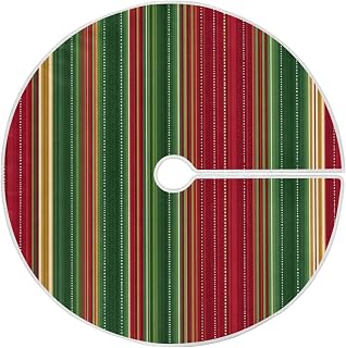 Dussdil Christmas Stripes Colorful Christmas Tree Skirt 48 Inches Large Xmas Tree Skirts Seasonal Round Tree Stand Mat Skirt for Holiday House Celebration Party Indoor Home Office Decor Ornament