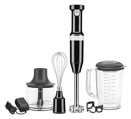 KitchenAid Cordless Variable Speed Hand Blender with Chopper and Whisk Attachment - KHBBV83