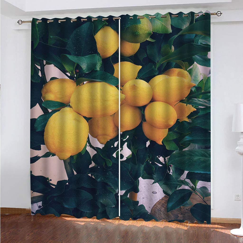 Draperies à oeillets occultantes en tissu lourd jaune citron pour grand vitrage