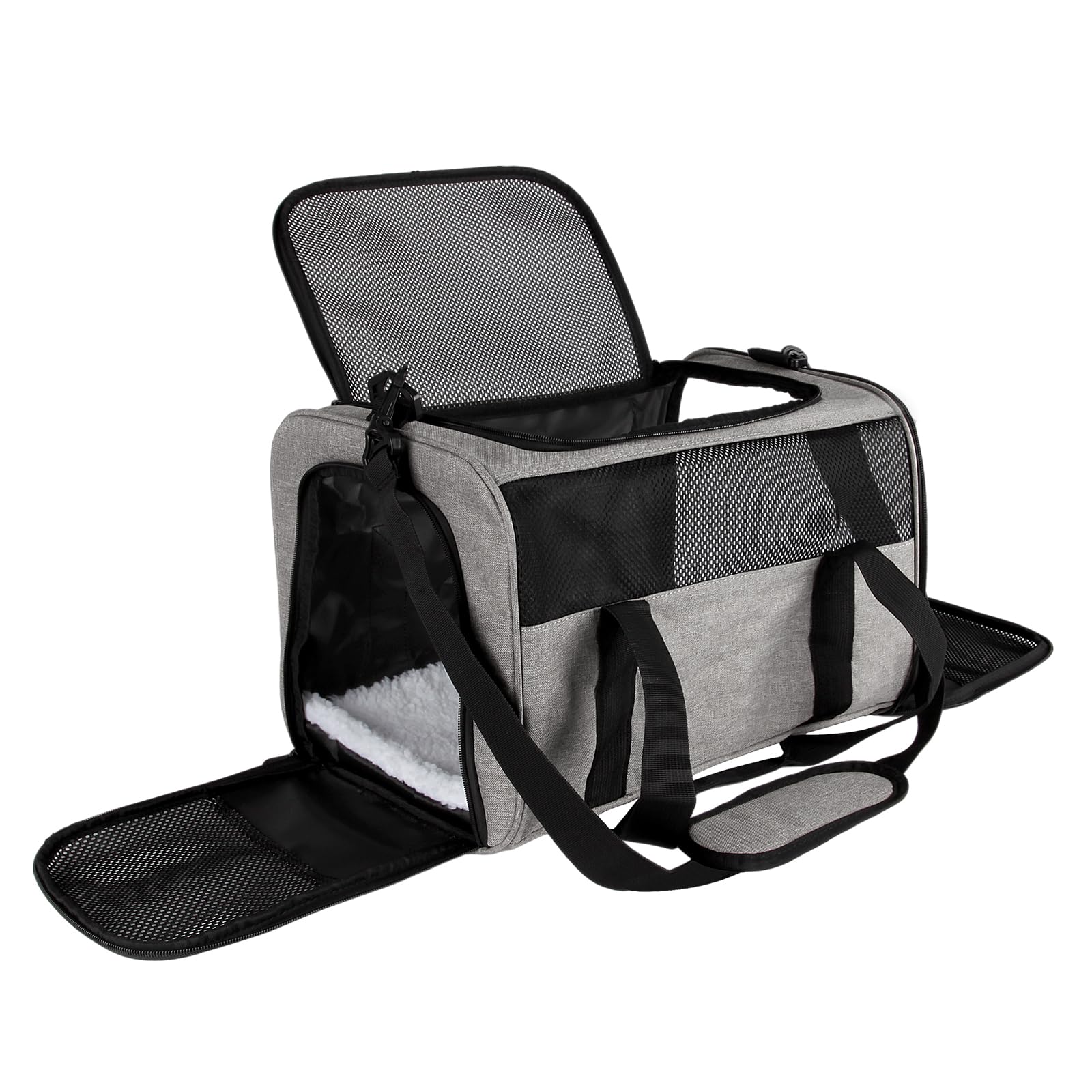 Carriers Soft-Sided Pet Carrier for Medium Large Cats Dogs 15lbs 20lbs,Ventilated Design,Portable Carry Handle,Collapsible Carrier for Kitten Puppy(X-Large,Grey&Black)
