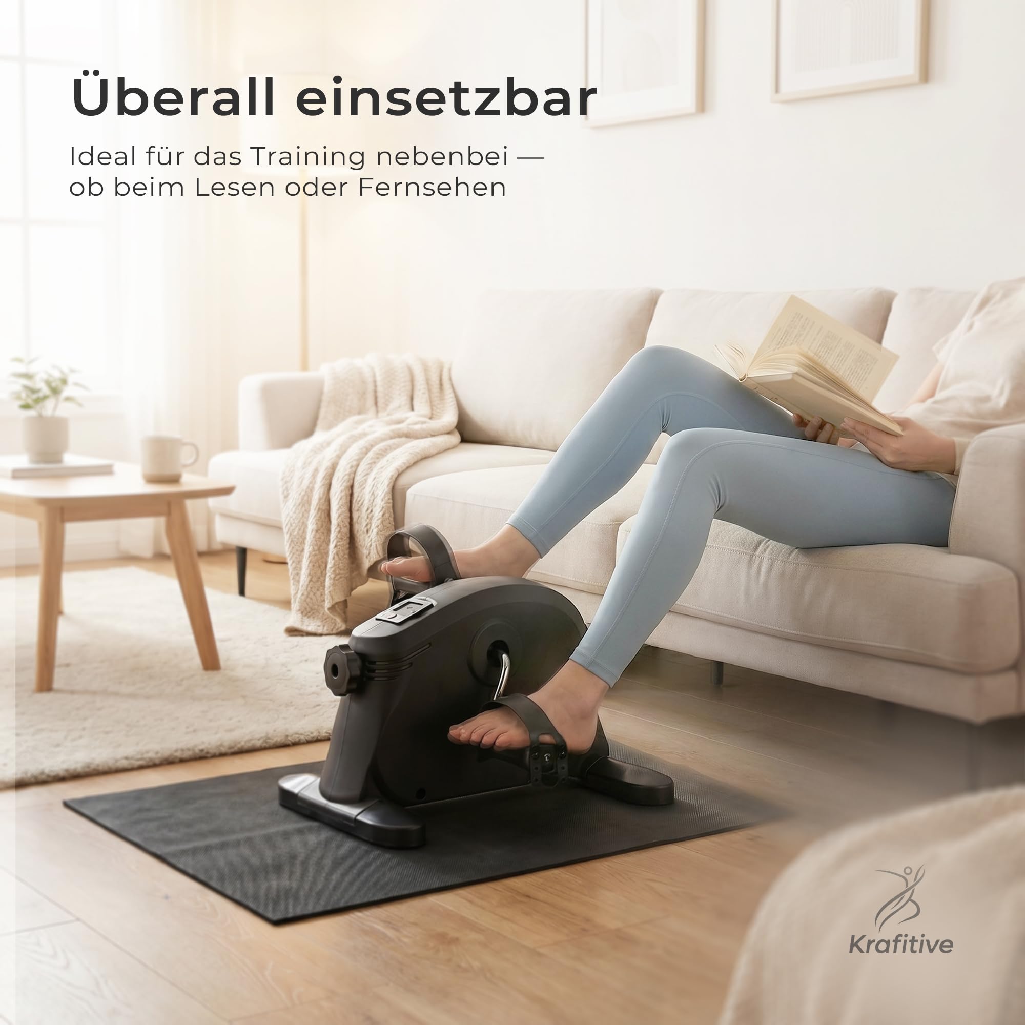 Pedaltrainer & Mini Heimtrainer, Arme & Beine, für Senioren | Sitztraining unterm Schreibtisch, gelenkschonend, stufenlos verstellbar, LCD-Display, TPR-Pedale, inkl. Antirutschmatte