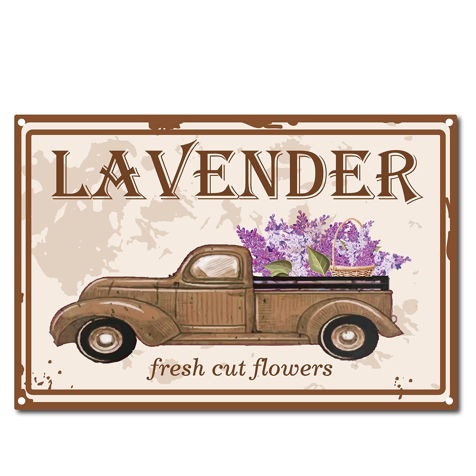 CREATCABIN Retro Vintage Cartel de Chapa Flores Frescas Cortadas Metal Decoración de Pared Decoración Lavanda Arte Mural Hogar Jardín Cocina Sala de Estar Oficina Garaje Cartel Placa 12 x 8 pulgada