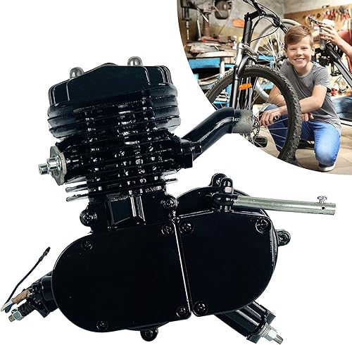 Miniatura 5 de Guaopom Motor de bicicleta de 2 tiempos de 80CC, motor de gasolina para bicicleta, motor de gasolina de un solo cilindro refrigerado por aire, motor