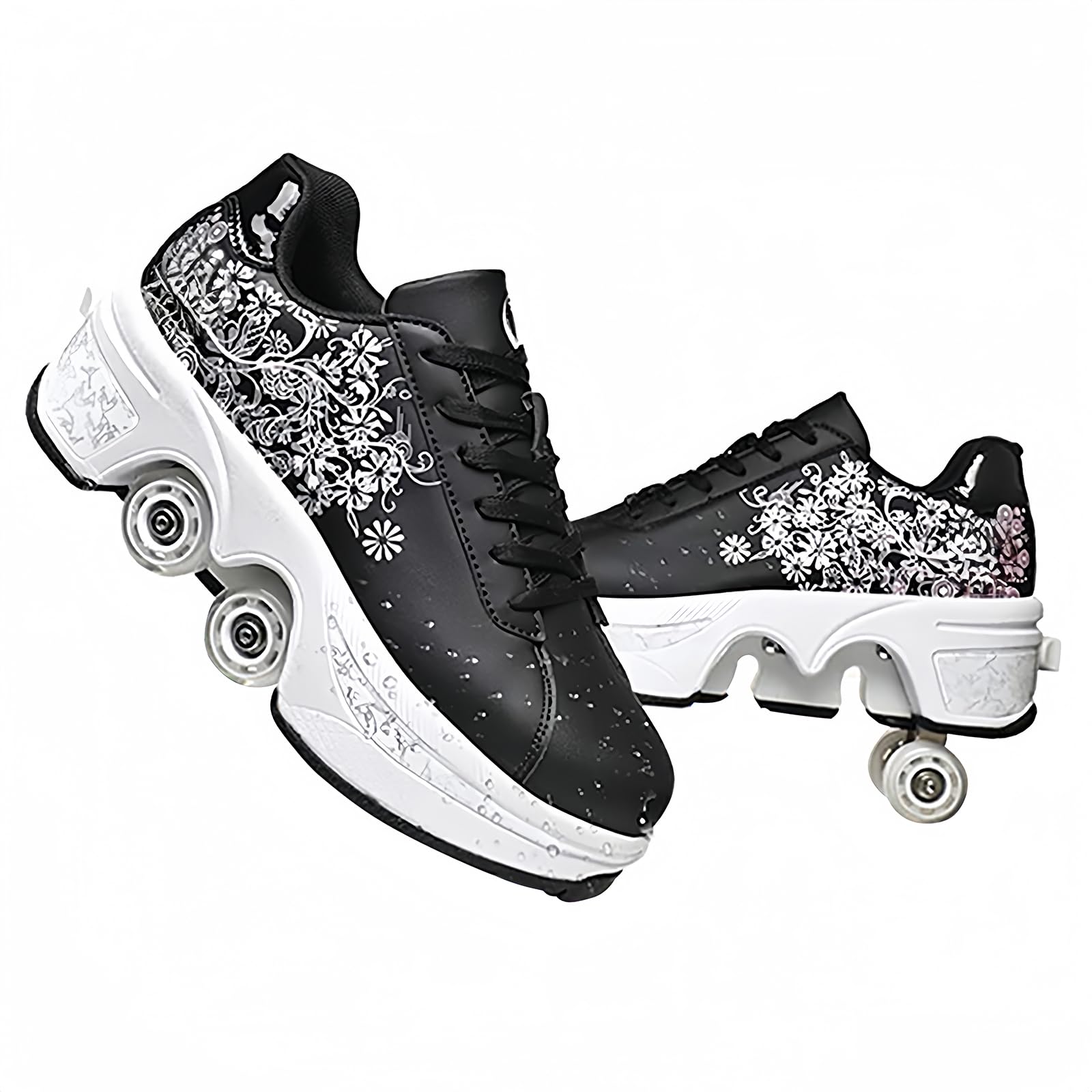 Rollschuhe für Mädchen, Sneaker, Roller, Skateboardschuhe, Sneaker, mit Rollen, Sport, Gymnastik, Mode, Mehrzweck, Kick Roller Shoe für Jungen und Mädchen
