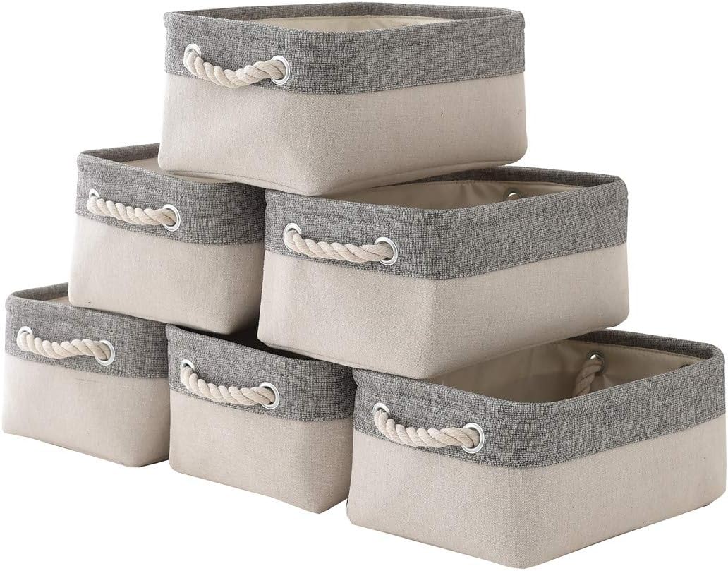 TheWarmHome Storage Cubes - 6Pcs Small Storage Bins Basket for Organizing Shelves Baby Clothes Pet Toy Nursery Laundry Linen Closet Home Organization, Fabric Storage Basket, Collapsible Storage Boxes