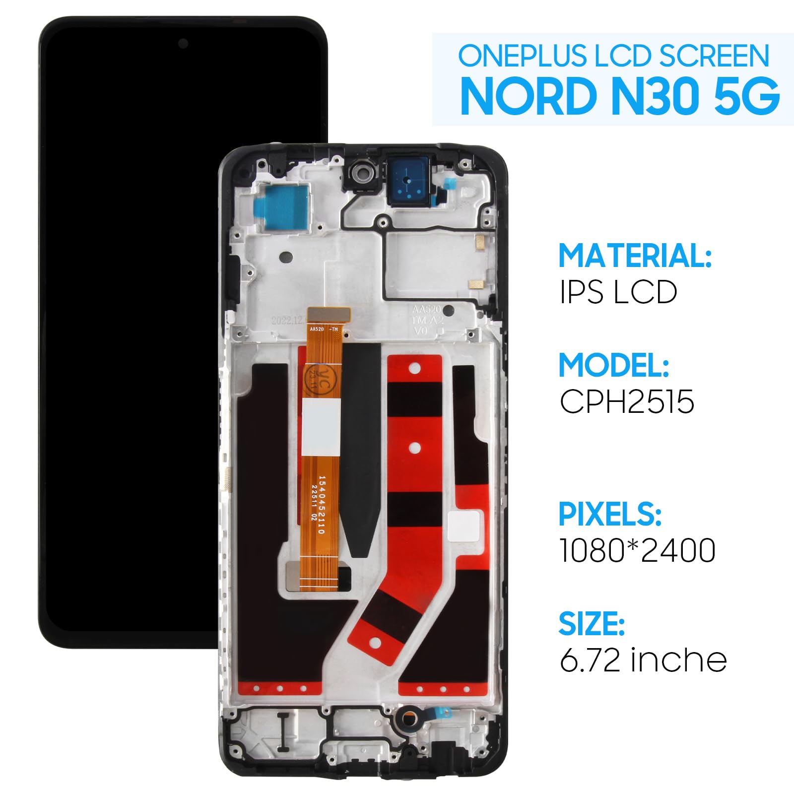 Ricambio Display + Touchscreen Per OnePlus Nord N30 5G (2023, CPH2513) – Nero