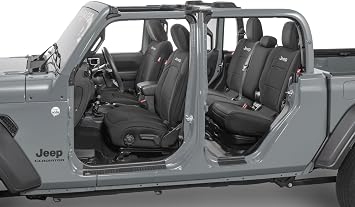 Diver Down Neoprene Seat Cover Set - Fits Jeep Gladiator JT 2020-2026 - Front and Back Seat Set - Custom Fit - Soft Padded Cushion Feel with Jeep Logo, Black, w/Armrest