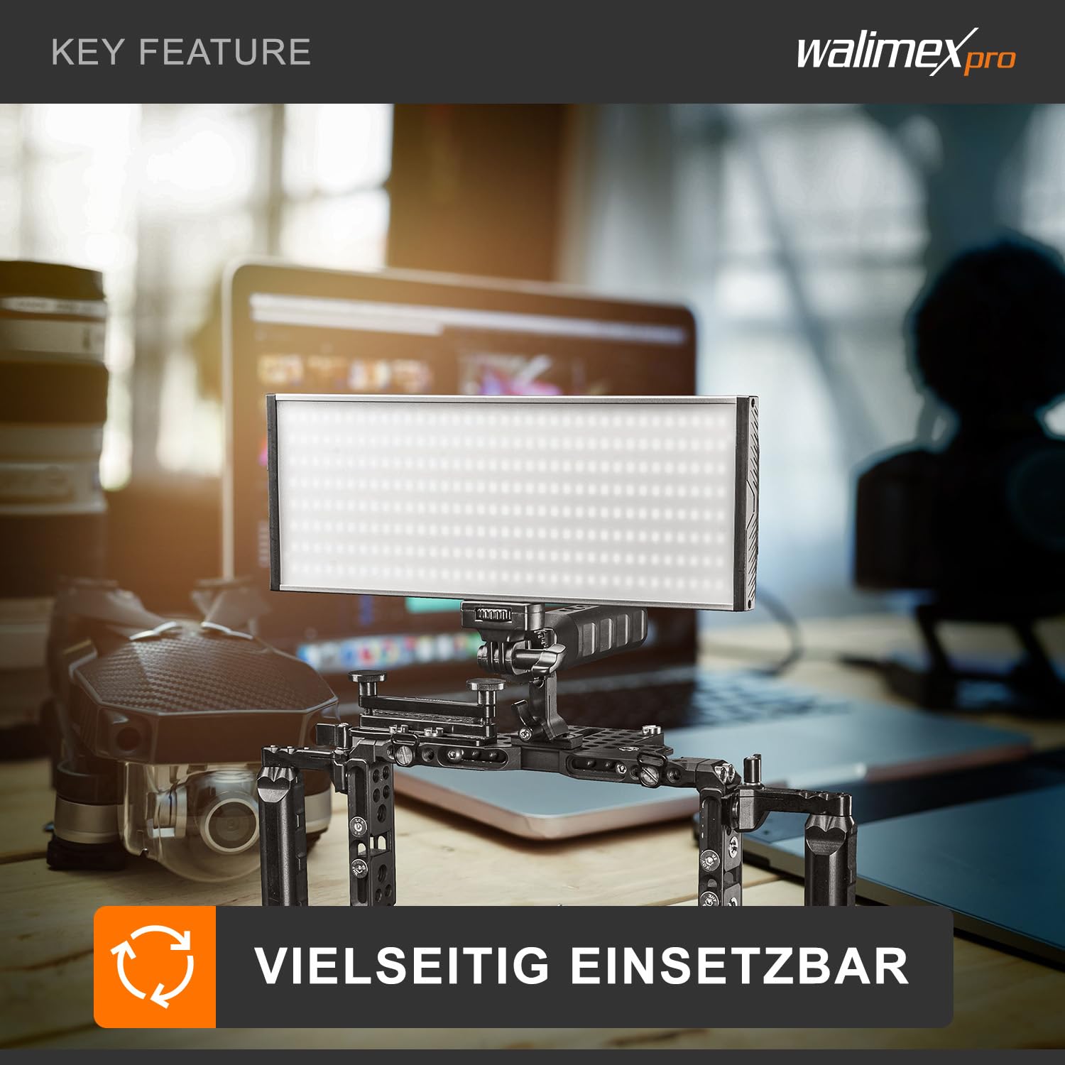Walimex pro LED Niova 150 Bi Color videolamp, on-camera fotolamp 15 W, videolicht met instelbare kleurtemperatuur 3200-566 K, studiolicht dimbaar
