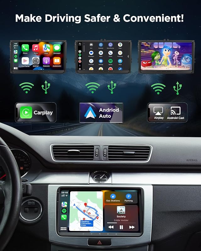 Eonon 9" Android 13 Autórádió VW T5 Golf Polo Touran 2+32GB CarPlay GPS