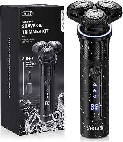 Maquinilla de afeitar eléctrica para hombres, afeitadora eléctrica para hombres, alta potencia 9800 RPM, afeitadora eléctrica recargable 3D rotativa