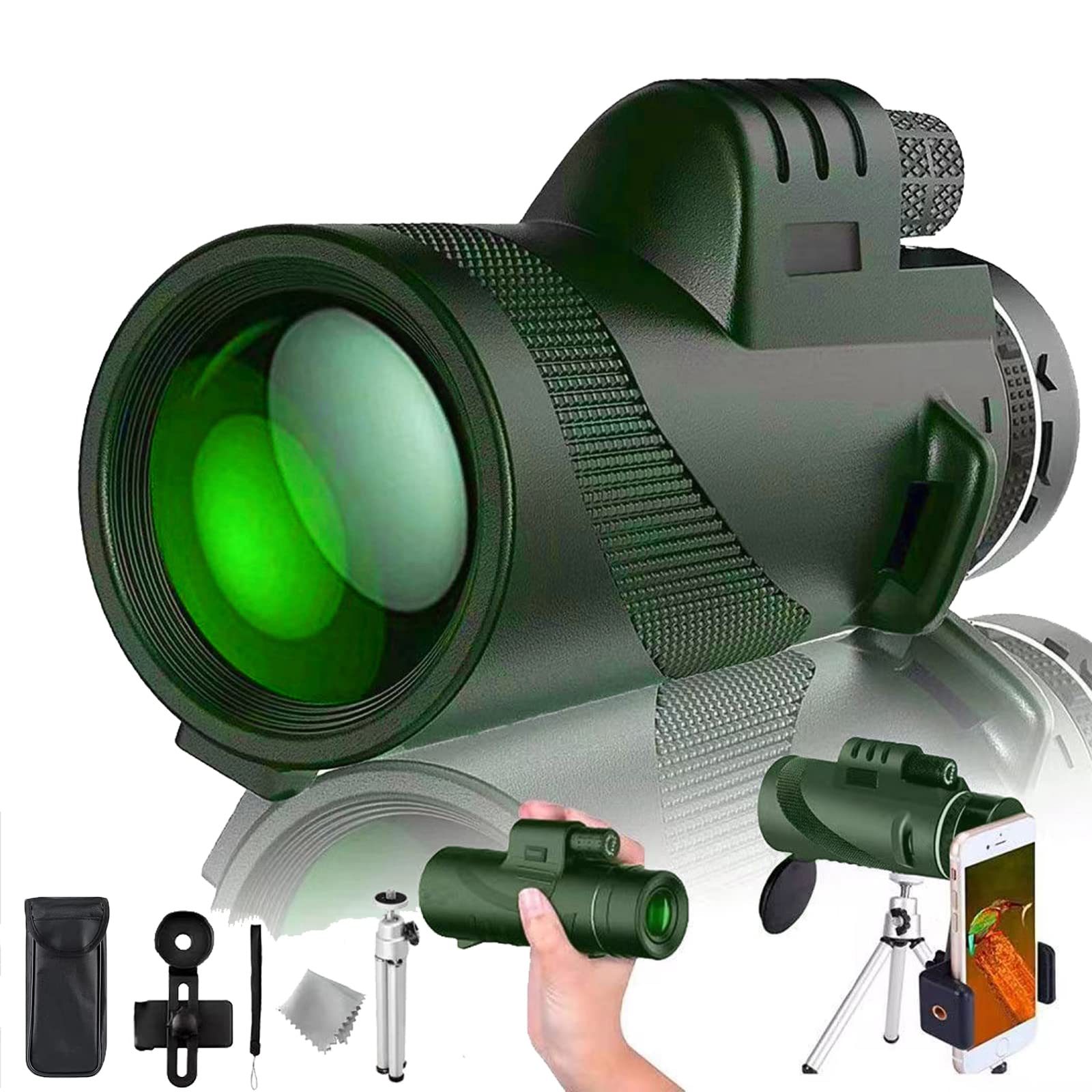 VULOM Monocular 12×50 HD Monocular Telescope,with Smartphone Adapter and Metal Tripod,High Power Compact Waterproof Monocular Adults Kids HD Monocular