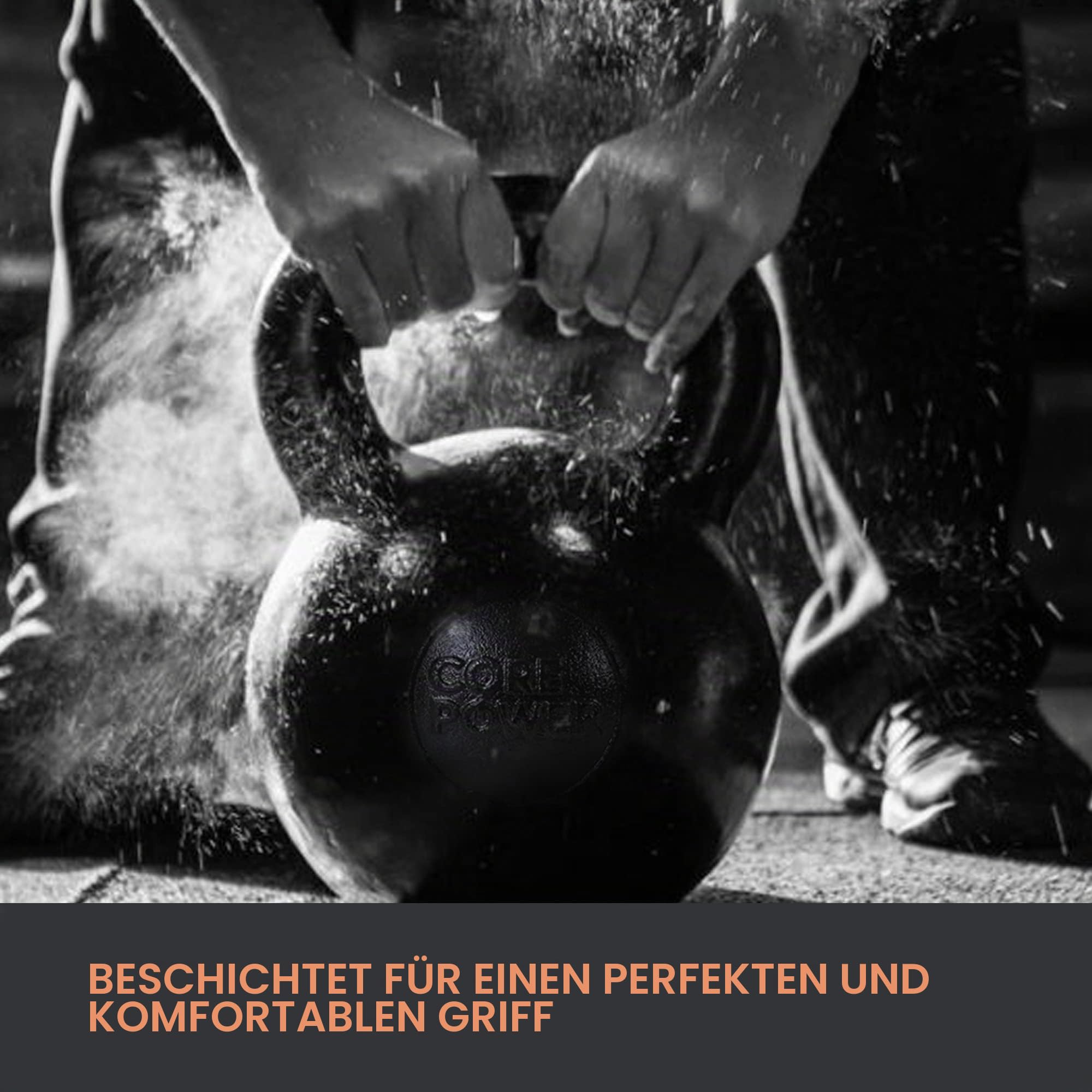 Core-Power Gusseisen Kettlebell 20kg/Gusseisen Kugelhantel 4-32kg hochwertigste Eisenerz Pro Qualität für Gym, Fitness und Crossfit Gummi Stellfläche für Bodenschutz
