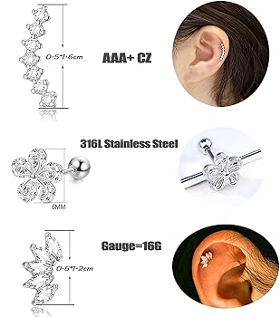 36 Pezzi Piercing Labret Acciaio Chirurgico 16G - Orecchini Per Cartilagine, Labbra, Naso - Foto 5