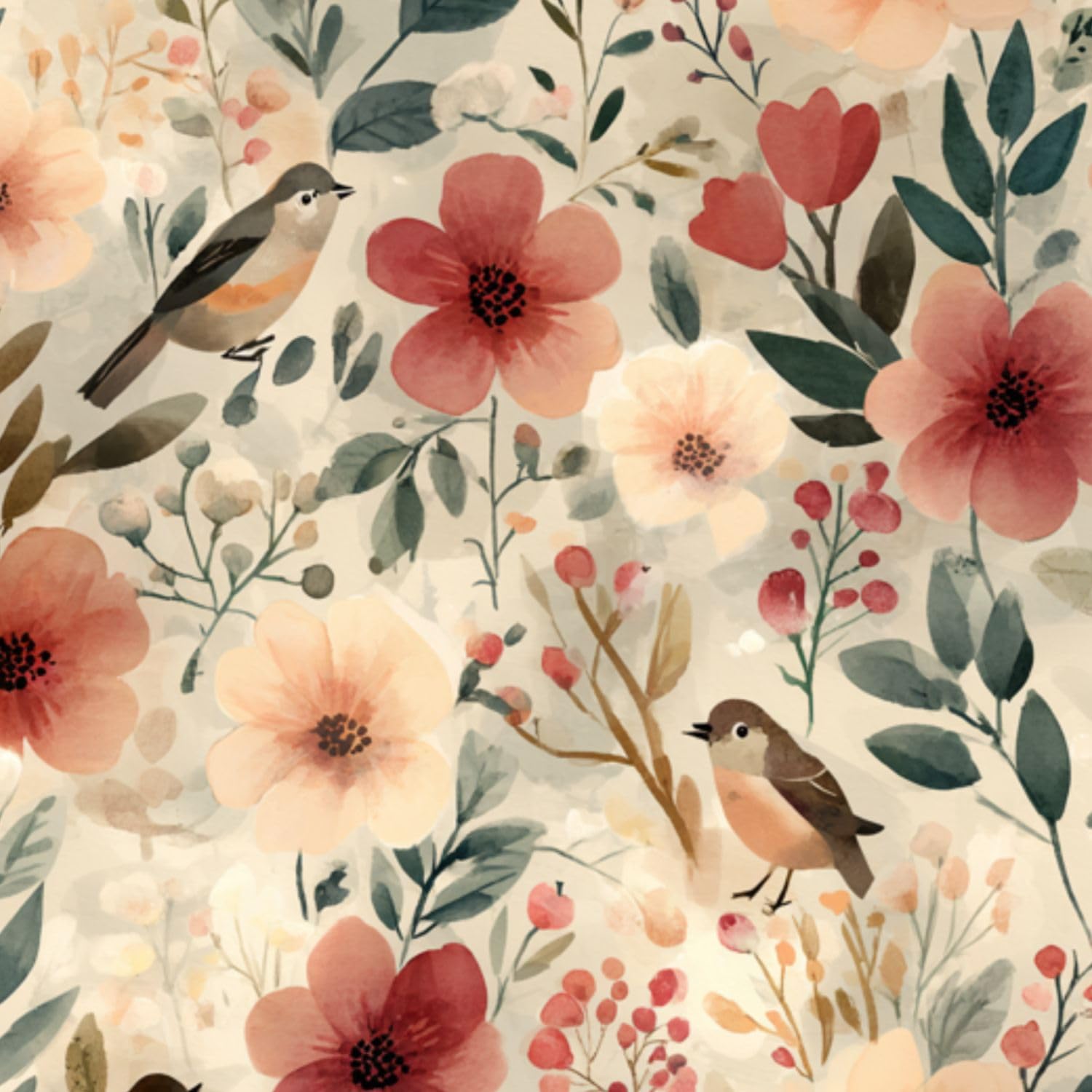 DERUINVAIO Self Adhesive Feature Removable Elegant Botanical Wildflower Peel and Stick Vinyl Wallpaper Roll, Sticky Lining Paper for Bedroom, Living Room, Kitchen Walls