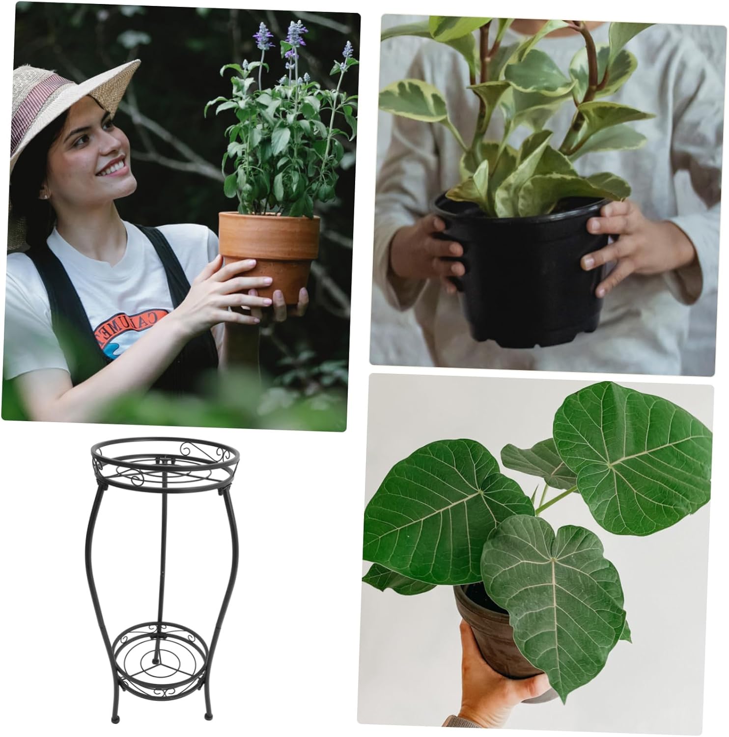 POPETPOP Multi-Layer Iron Plant Stand for Balcony and Living Room Removable Flowerpot Rack Decorative Design for Succulent and Bonsai Display