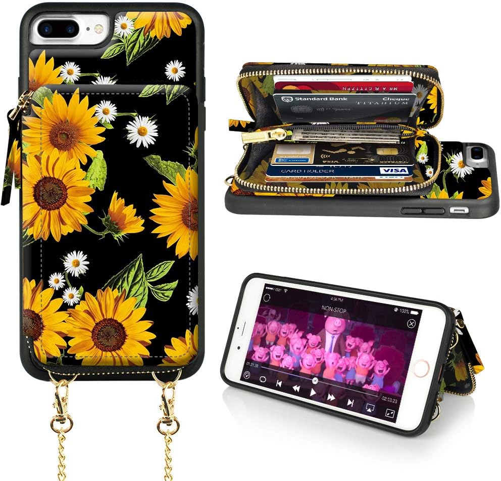 🔥 Hot Deals iPhone 8 Plus Wallet Case, LAMEEKU iPhone 7 Plus Card Holder Case, Floral Sunflower Pattern Zipper Leather Case with Credit Card Slot Strap, Protective Cover for iPhone 7 Plus/8 Plus-Sunflower One-Day Sale: Up to 80% Off iPhone 8 Plus Wallet Case, LAMEEKU iPhone 7 Plus Card Holder Case, Floral Sunflower Pattern Zipper Leather Case with Credit Card Slot Strap, Protective Cover for iPhone 7 Plus/8 Plus-Sunflower