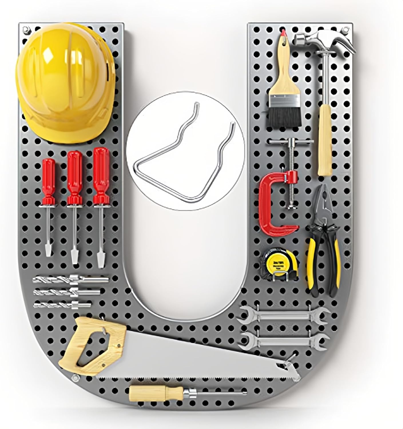 204 peg Board Hooks for Hanging - pegboard Accessories and Hangers for 1/6 & 1/8 inch peg Board Organizer Accessories - Ideal for Garage, Workshop & Tool Storage